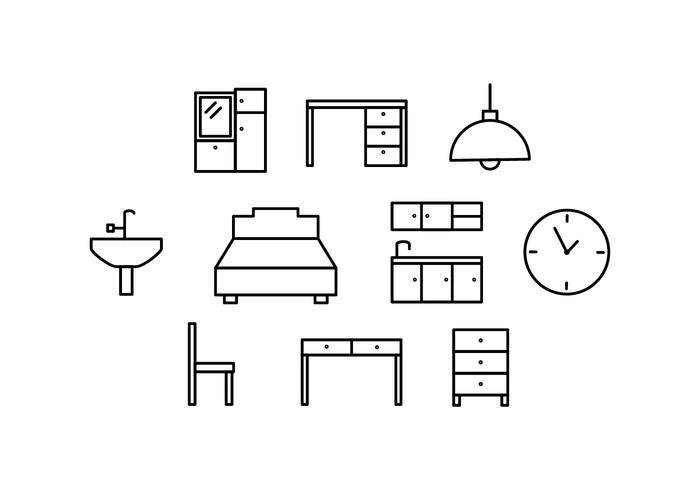 免费家具线图标矢量