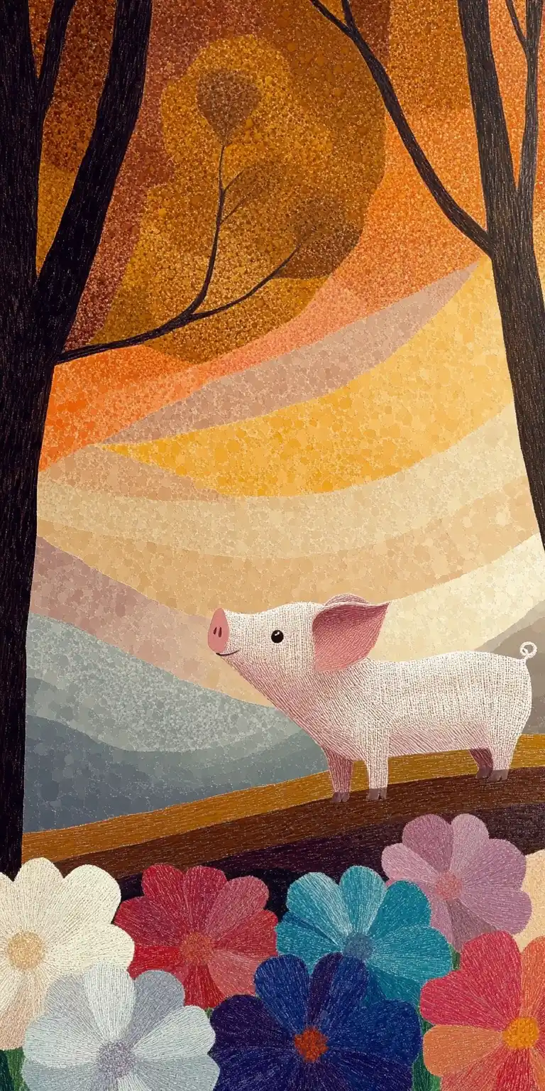 Pointillist Piglets in Pastels Midjourney提示词