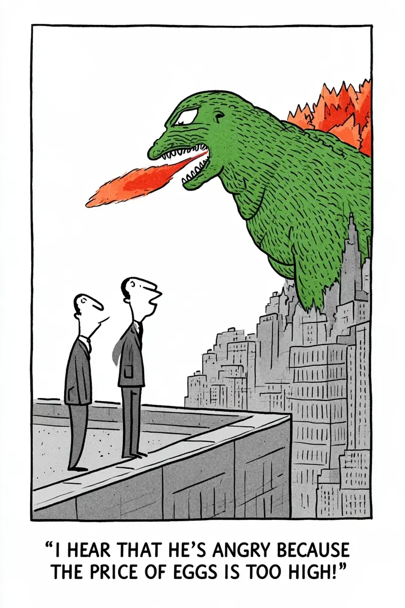 New Yorker Kaiju Cartoon Midjourney提示词