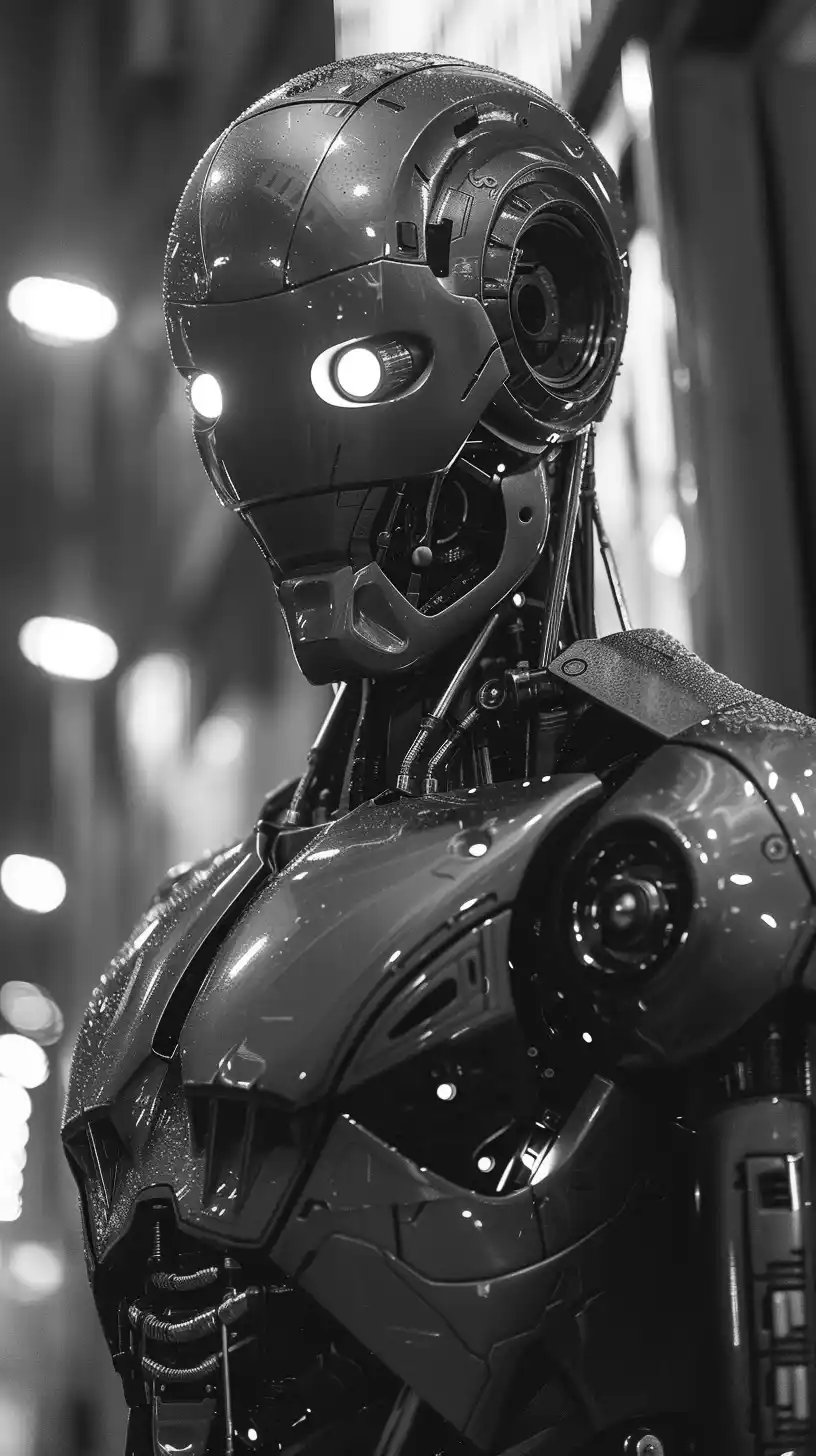 Cyborg Noir Action Film Midjourney提示词