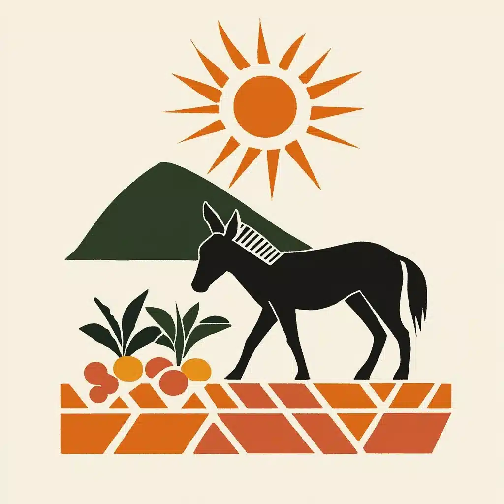 Inca Graphic Donkey Landscape Midjourney提示词