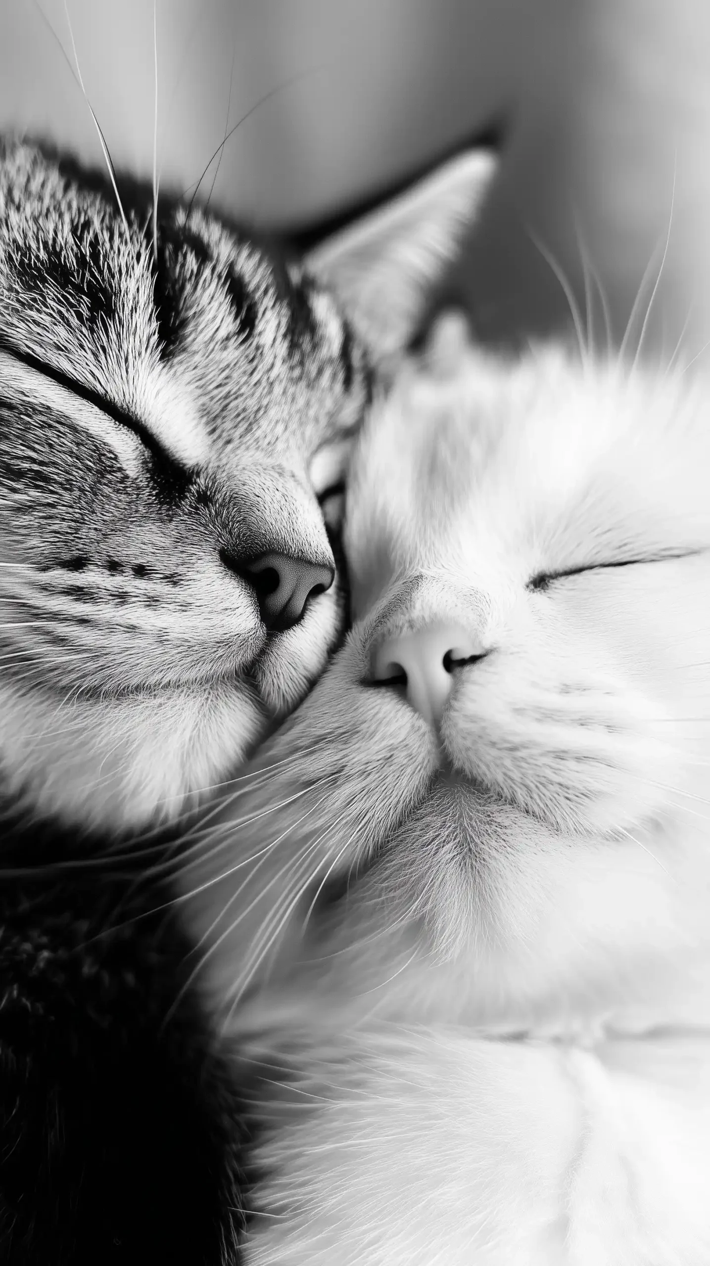 Black and White Cats Snuggling Midjourney提示词