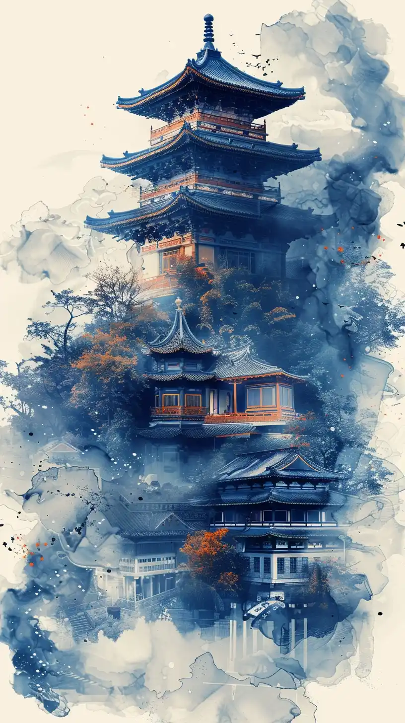 Ancient Kilns T-Shirt Design Midjourney提示词