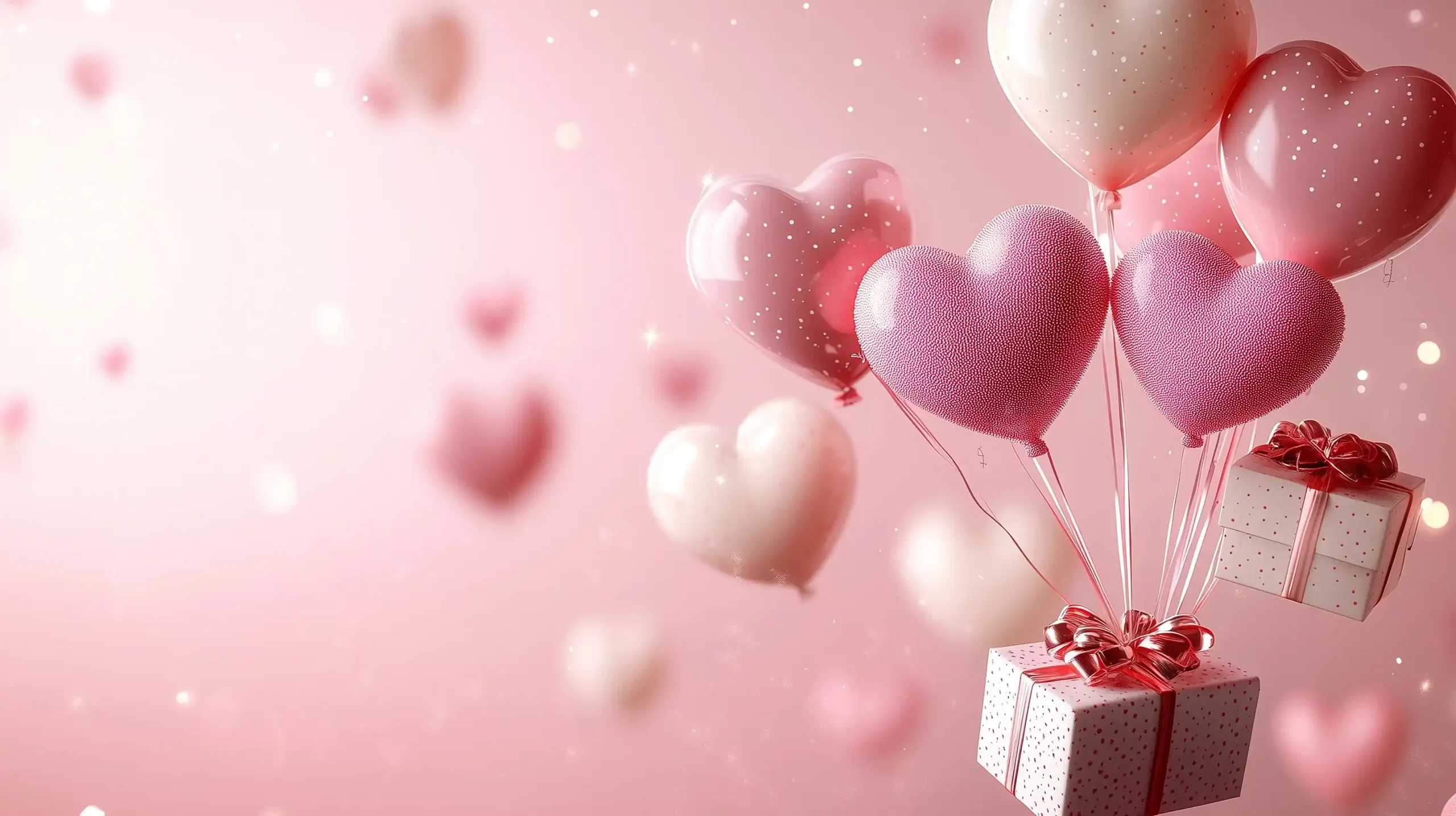 3D Heart Balloons on Pink Midjourney提示词