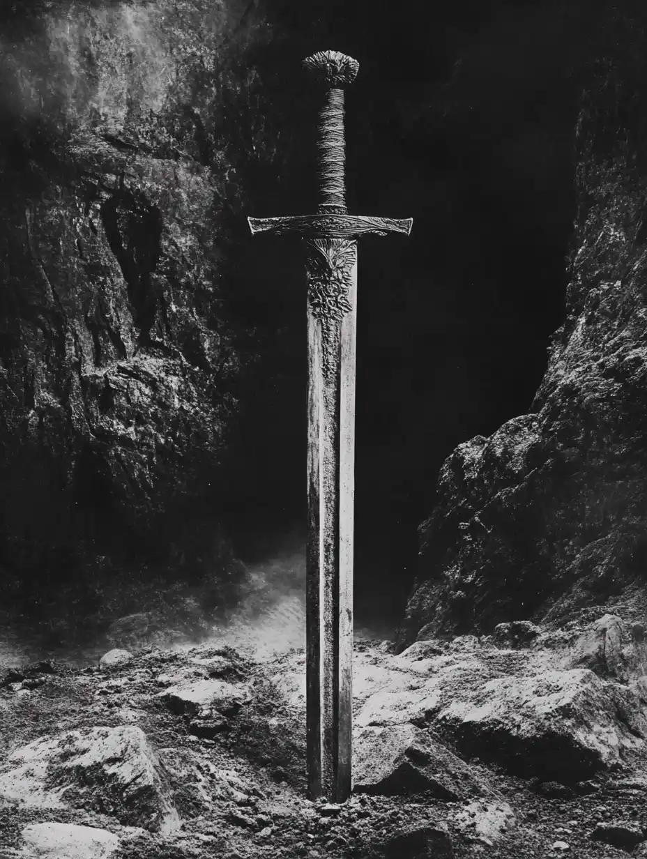 Vintage Sword in Earth Midjourney提示词