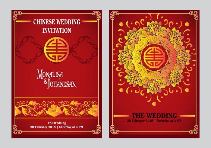 中国婚礼邀请回来和前面设计