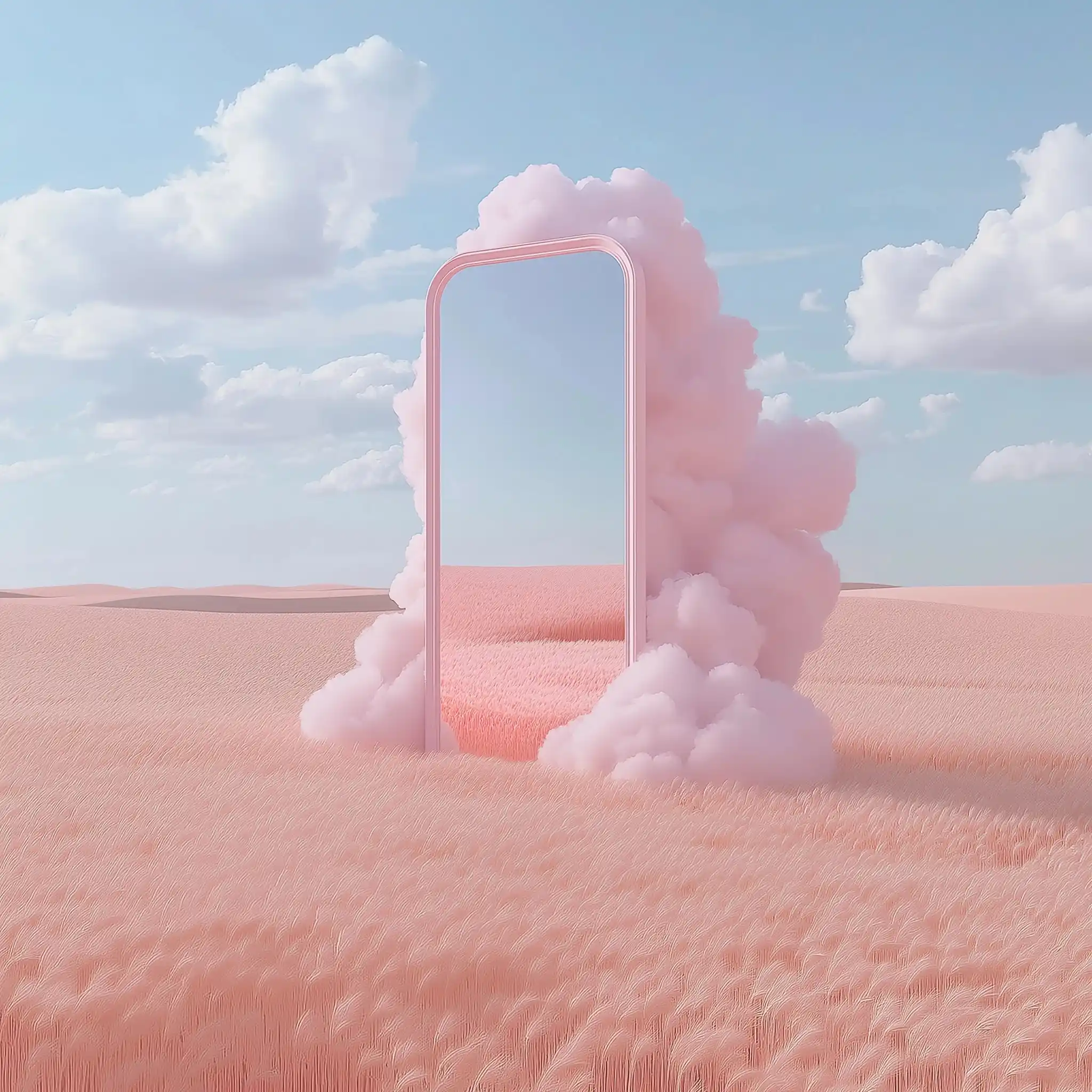 Floating Mirror in Wheat Fields Midjourney提示词