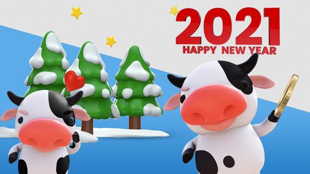  2021年新年快乐数字红丝带艺术字体矢量素材打包下载