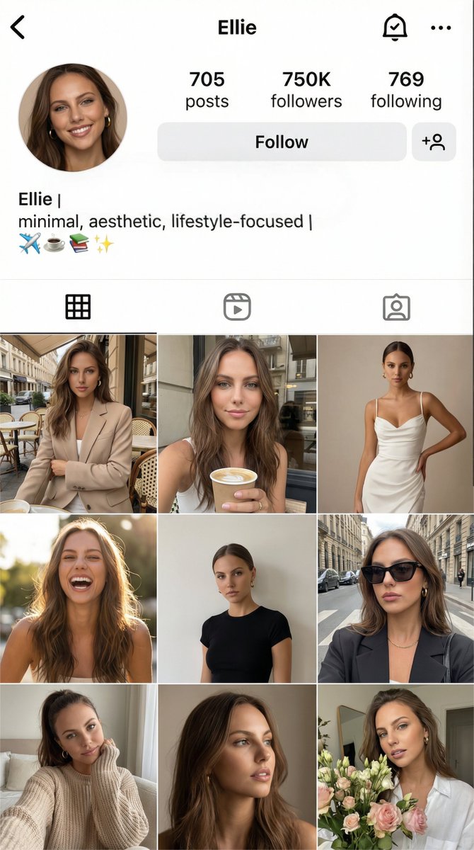 Ellie Instagram Profile: Aesthetic Lifestyle Photography Nano Banana提示词