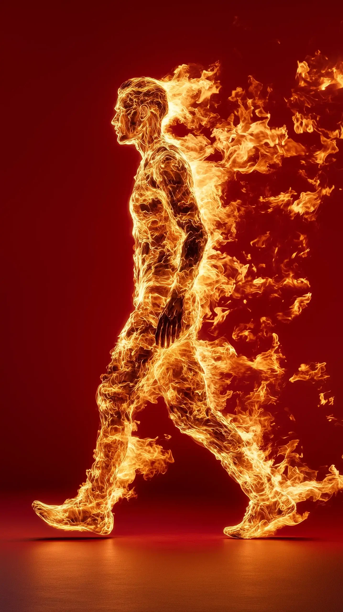 Flame Figure in Profile Midjourney提示词