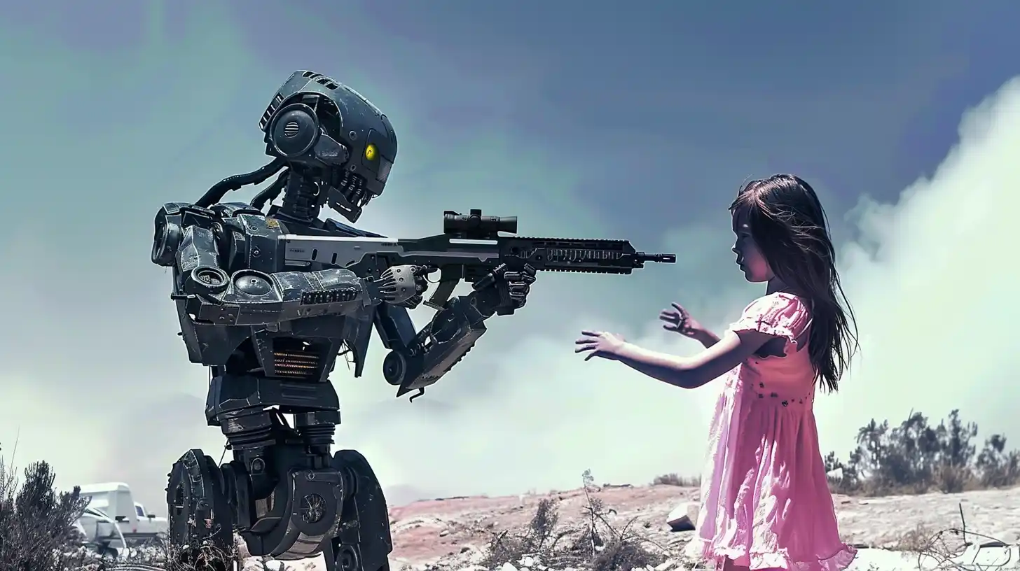 Robotic Threat to Child Midjourney提示词