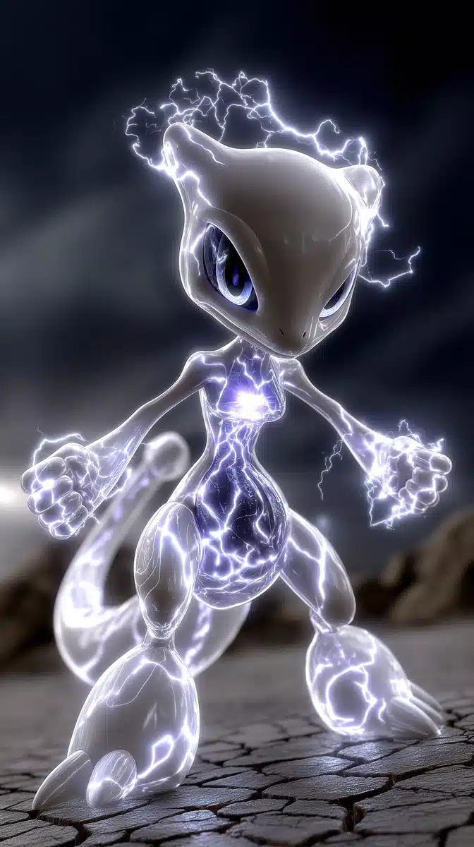 Mewtwo X in Storm Midjourney提示词