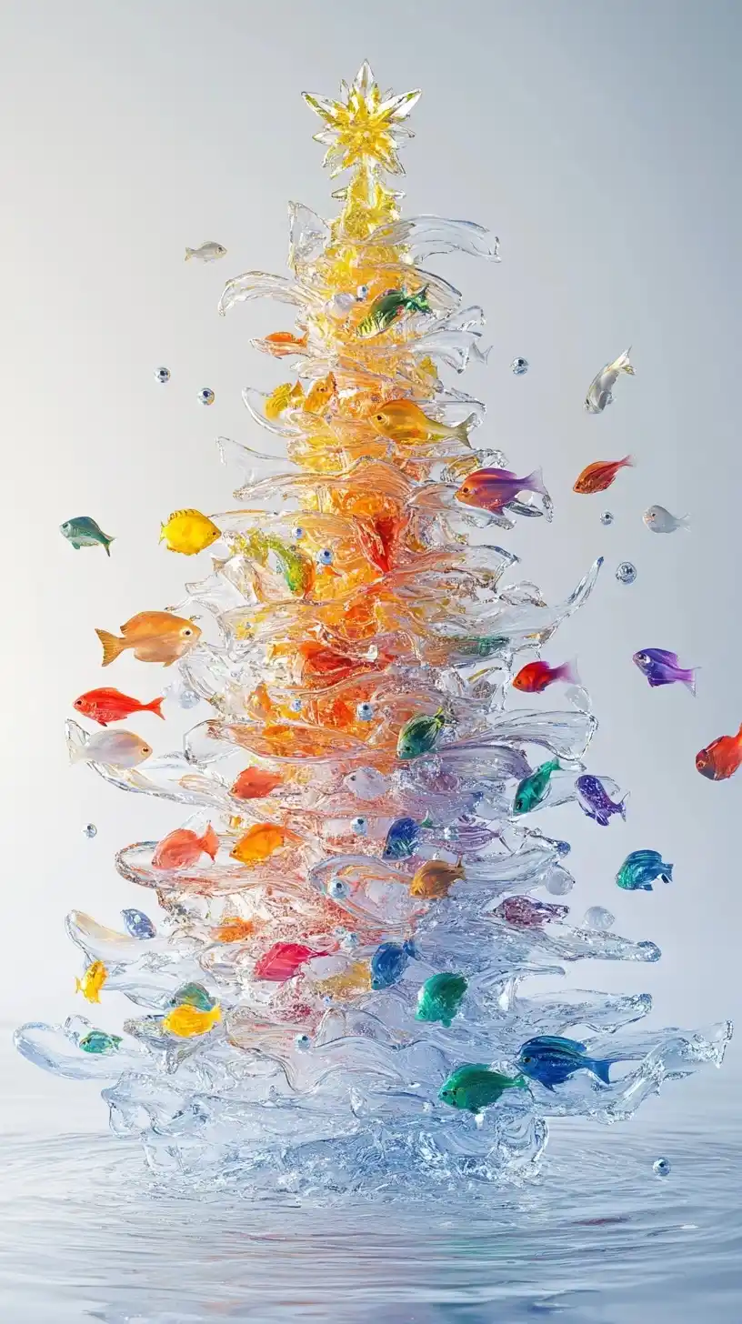 Glass Christmas Tree Illumination Midjourney提示词