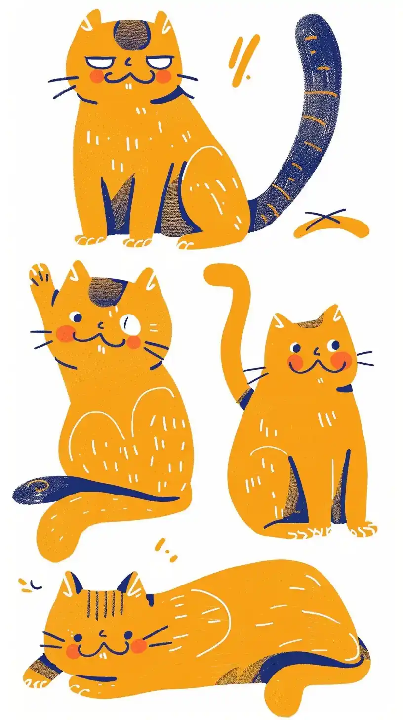 Sticker Cat Expressions Midjourney提示词