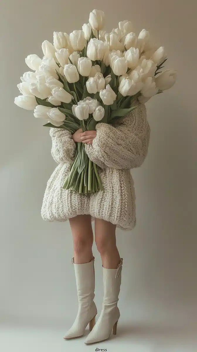 Elegant Tulip Bouquet Display Midjourney提示词