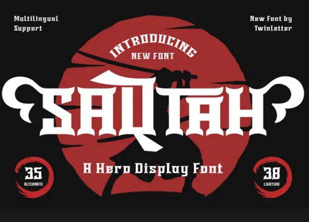 SAQTAH Display Hero Font
