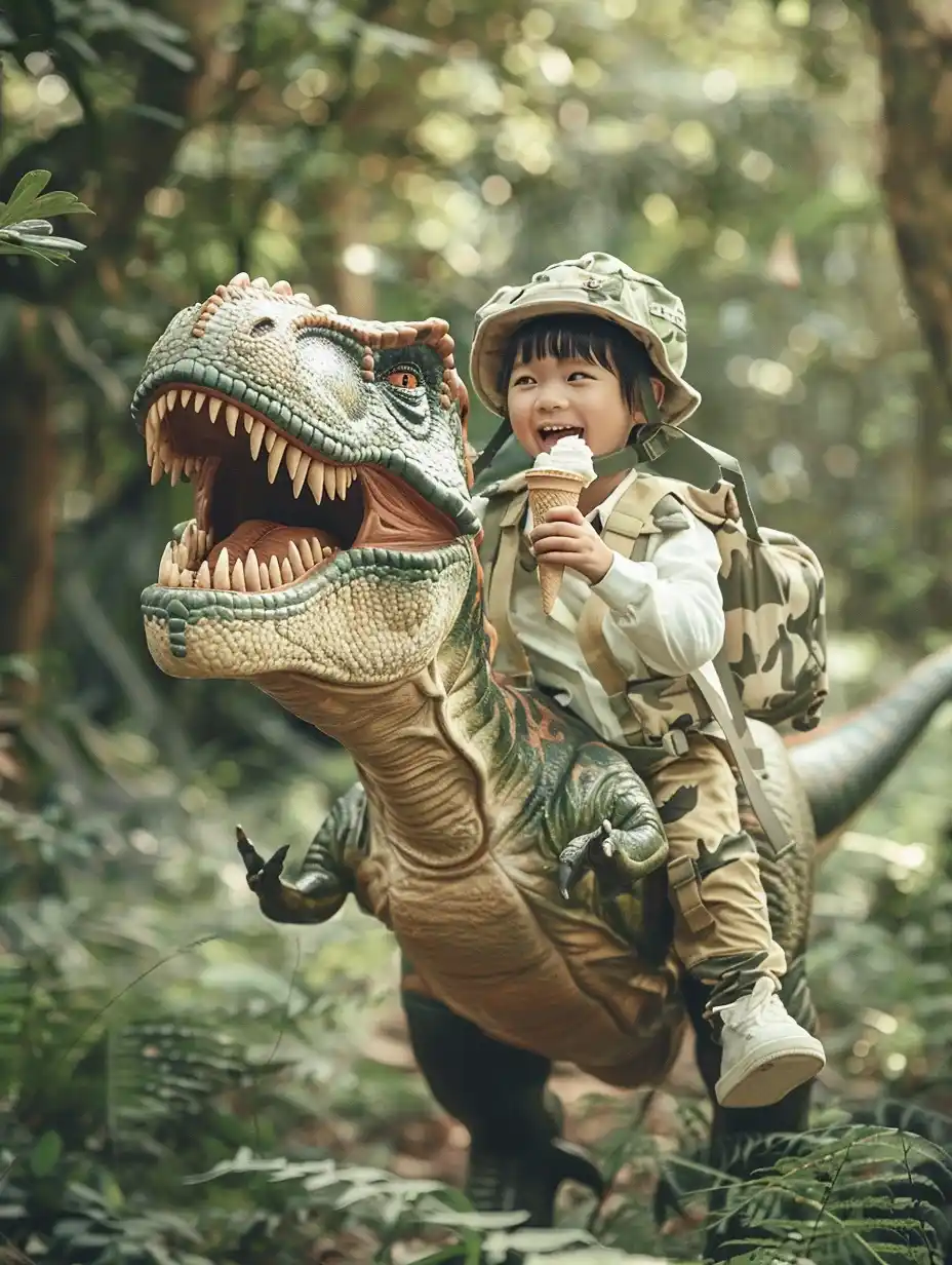 Surreal Child with T-Rex Midjourney提示词