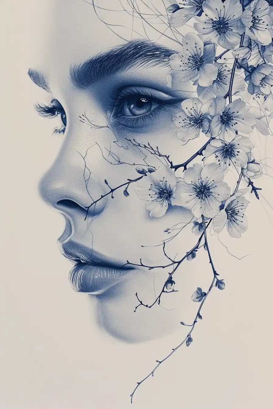 Floral Face in High Definition Midjourney提示词