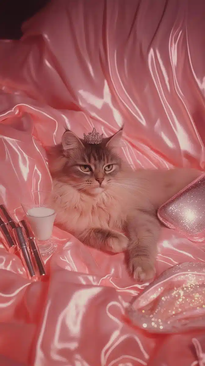 Glamorous Cat in Pastels Midjourney提示词