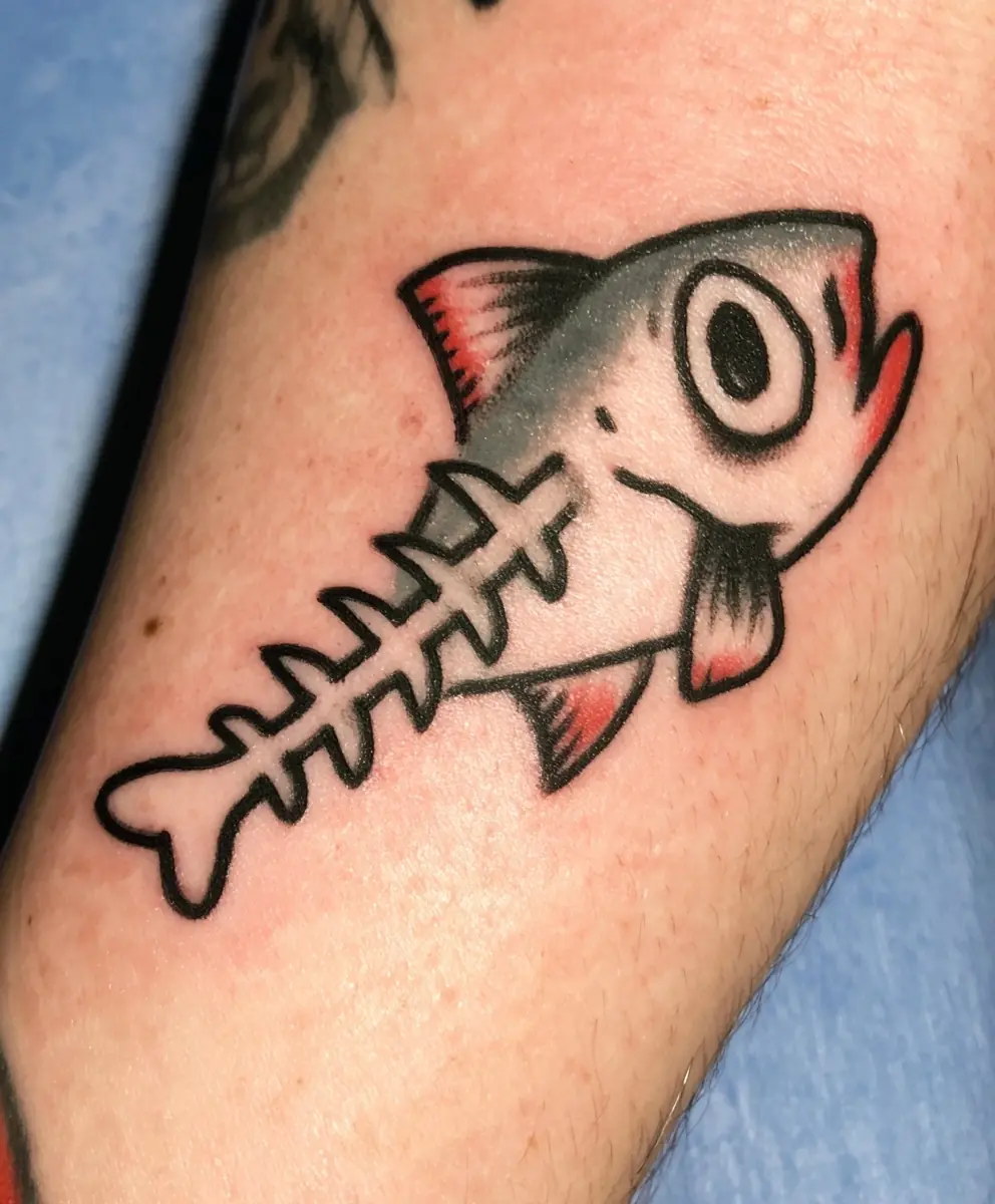 Black White Fish Bone Midjourney提示词
