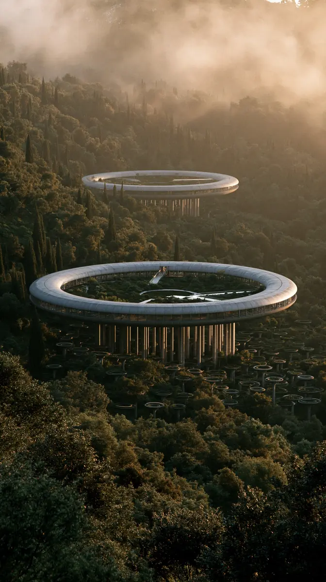 Floating Ring Forest Resort Midjourney提示词