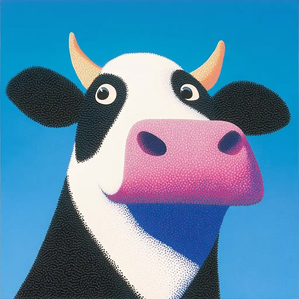 Cow Illustration with Smile Midjourney提示词