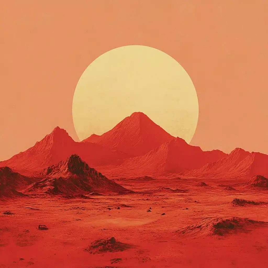 Minimalist Mars Travel Poster Midjourney提示词
