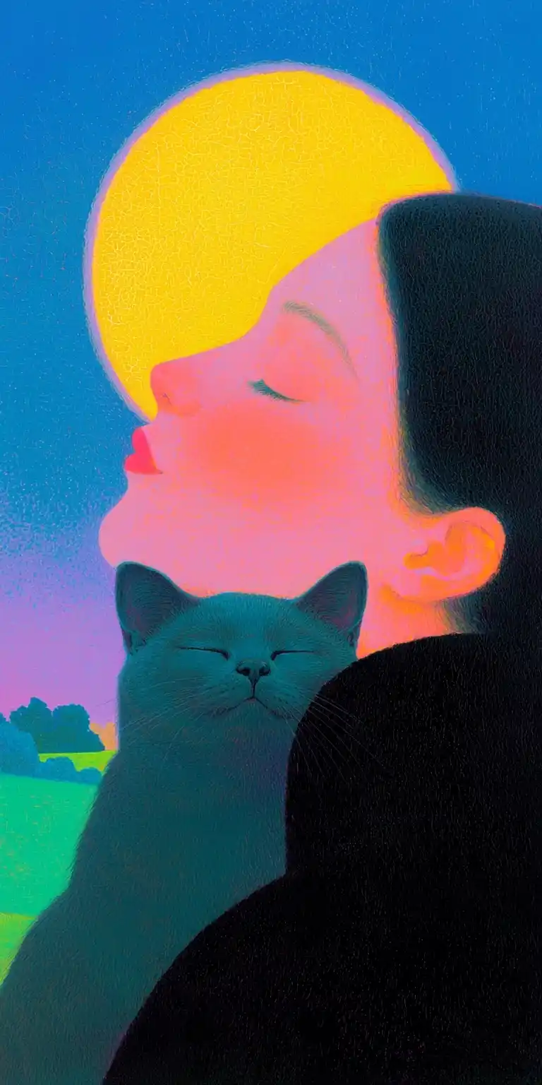 Woman with Siamese Cat Midjourney 提示词生成效果