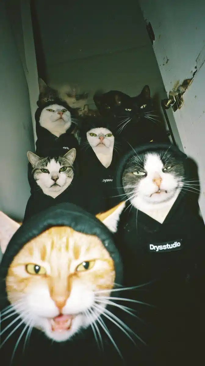 Angry Cats in Hoodies Midjourney提示词