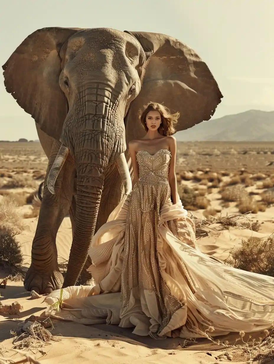 Hyper Real Elephant Portrait Midjourney提示词