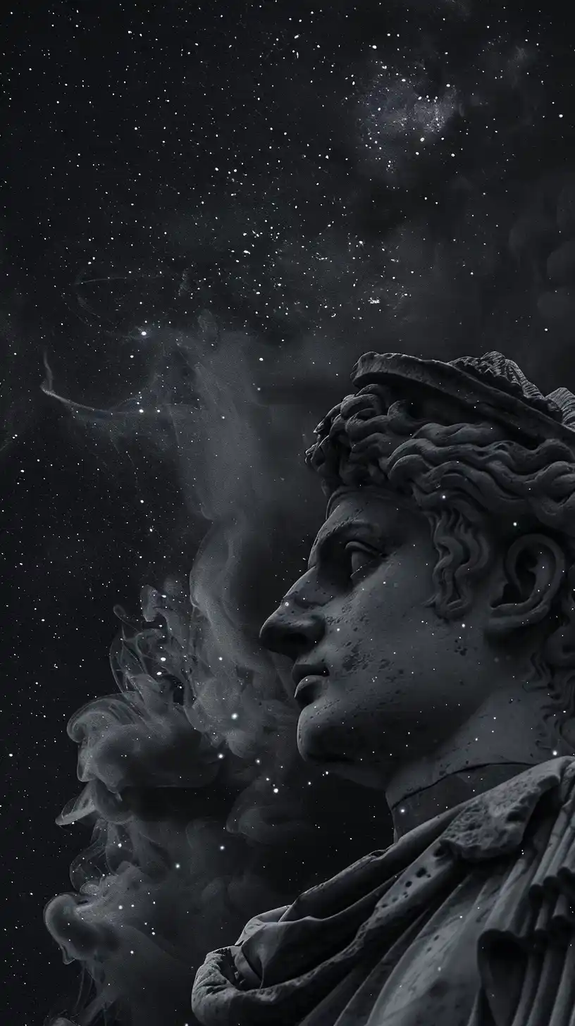 Stoic Statue Night Sky Midjourney提示词