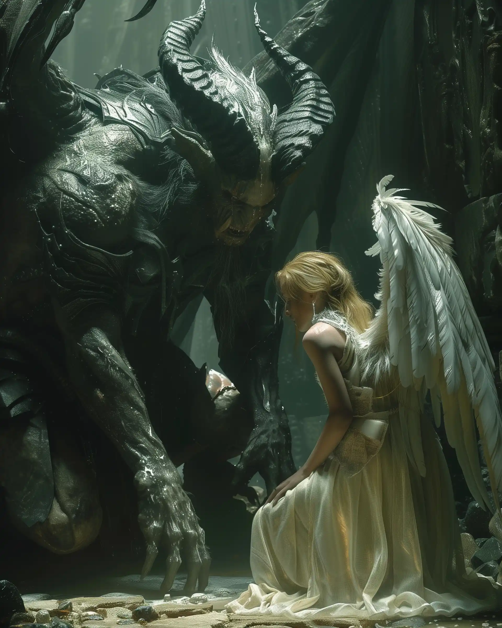 Intense Demon vs Angel Midjourney提示词