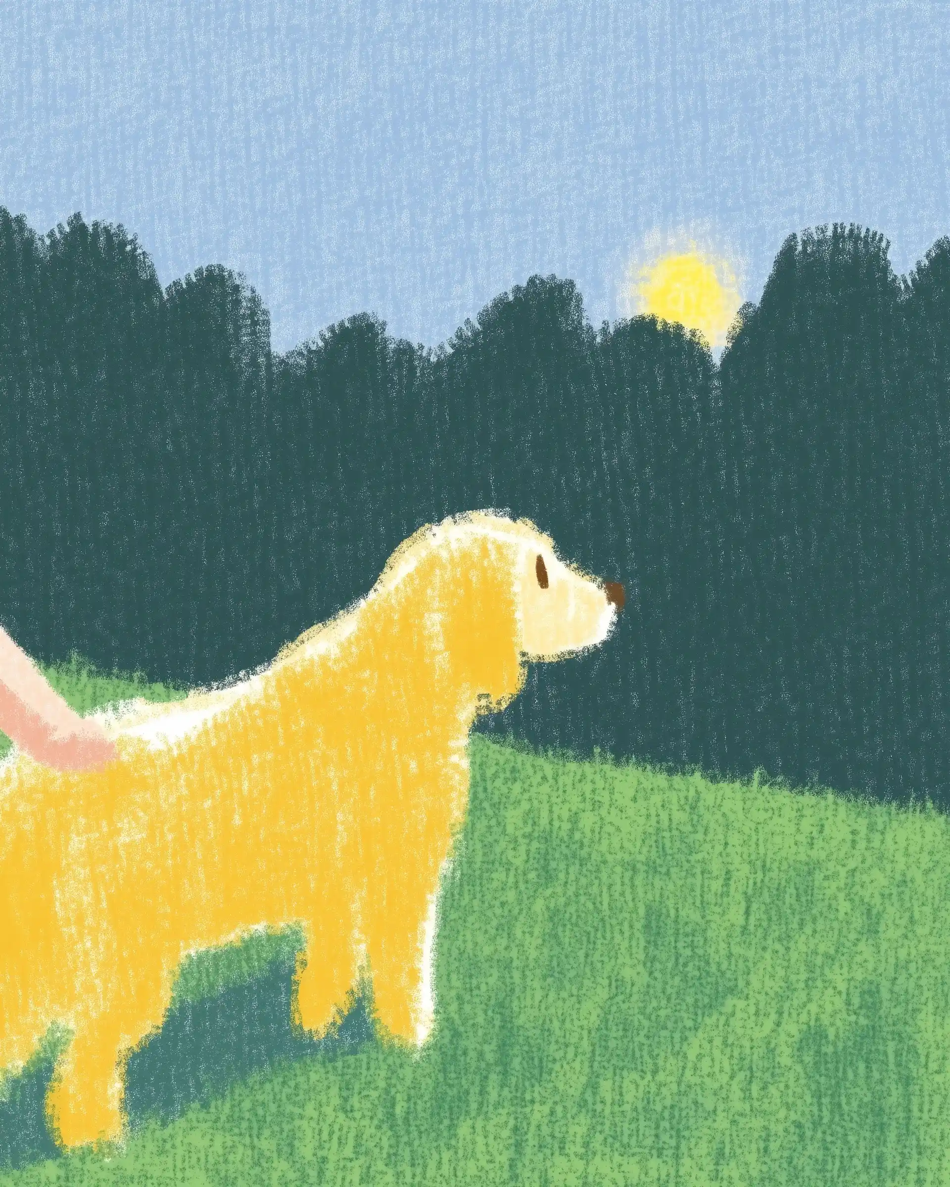 Golden Retriever at Dusk Midjourney提示词