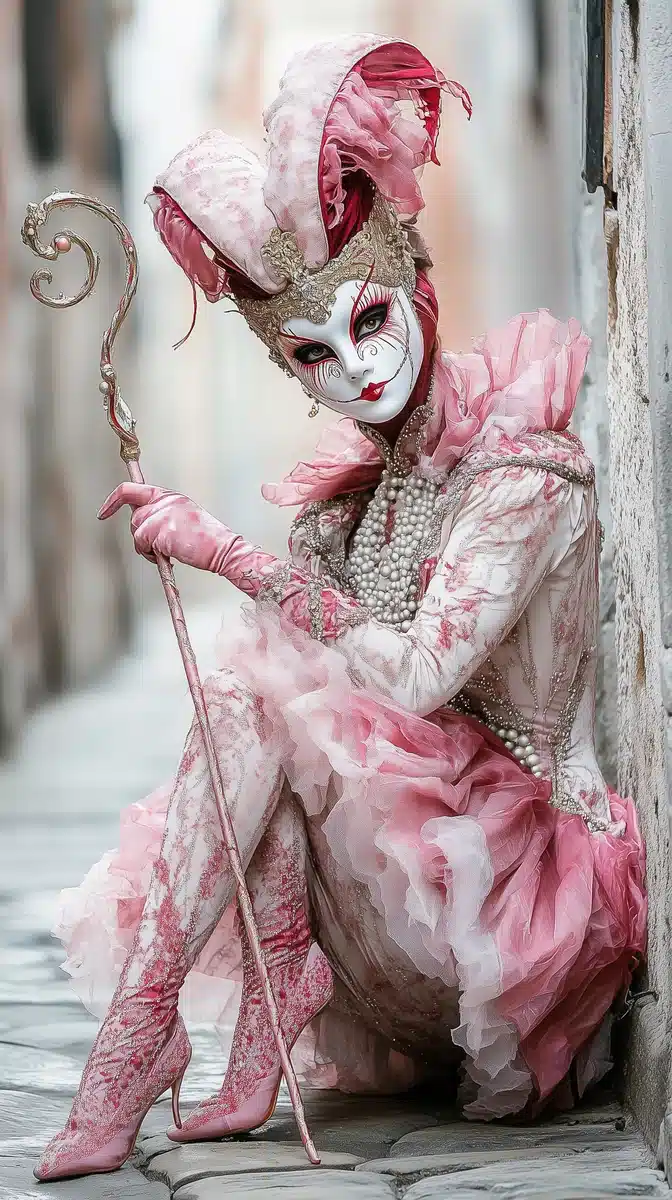 Venetian Carnival Participant Portrait Midjourney提示词