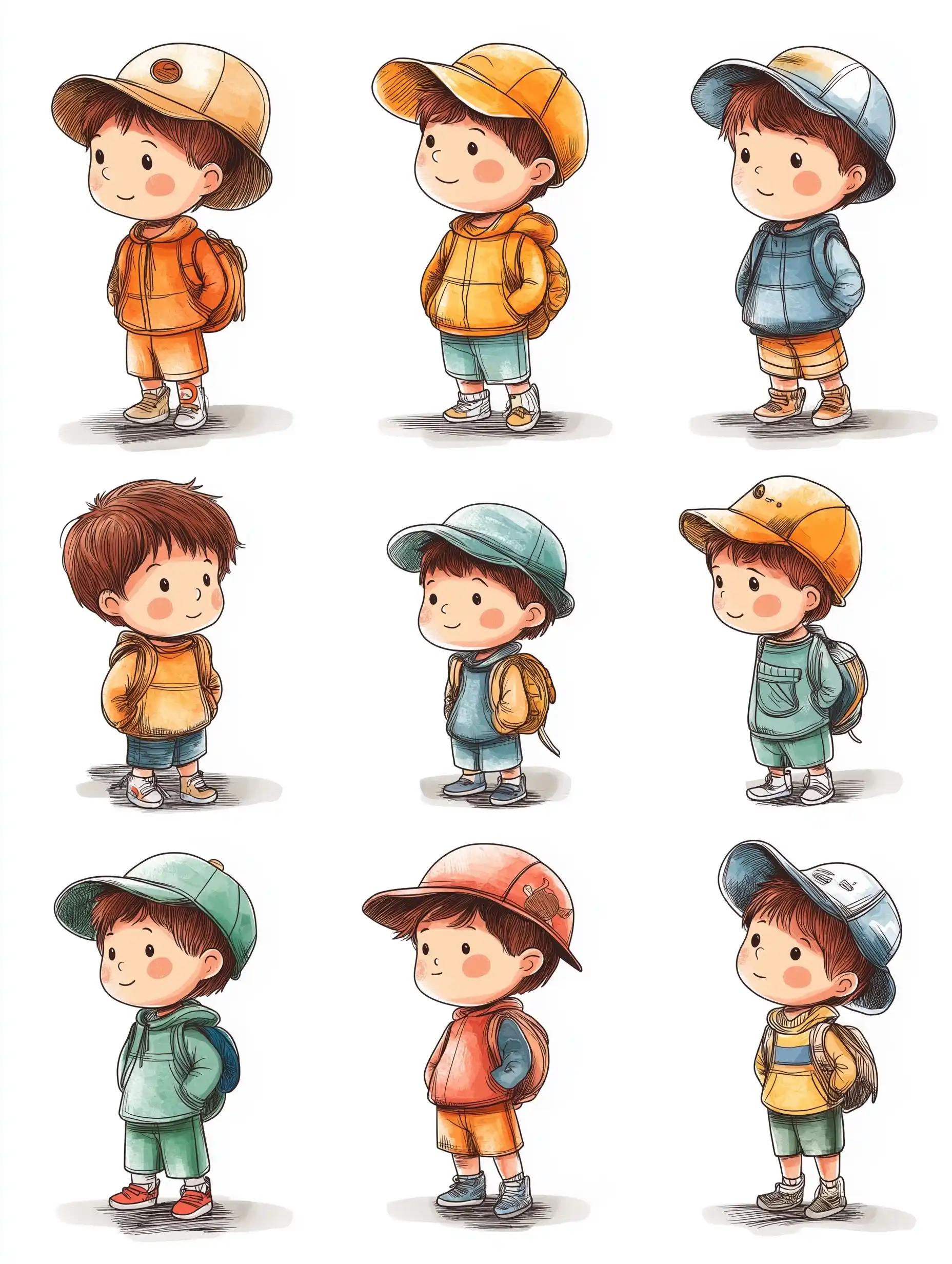 Cartoon Boy in Colorful Outfit Midjourney提示词