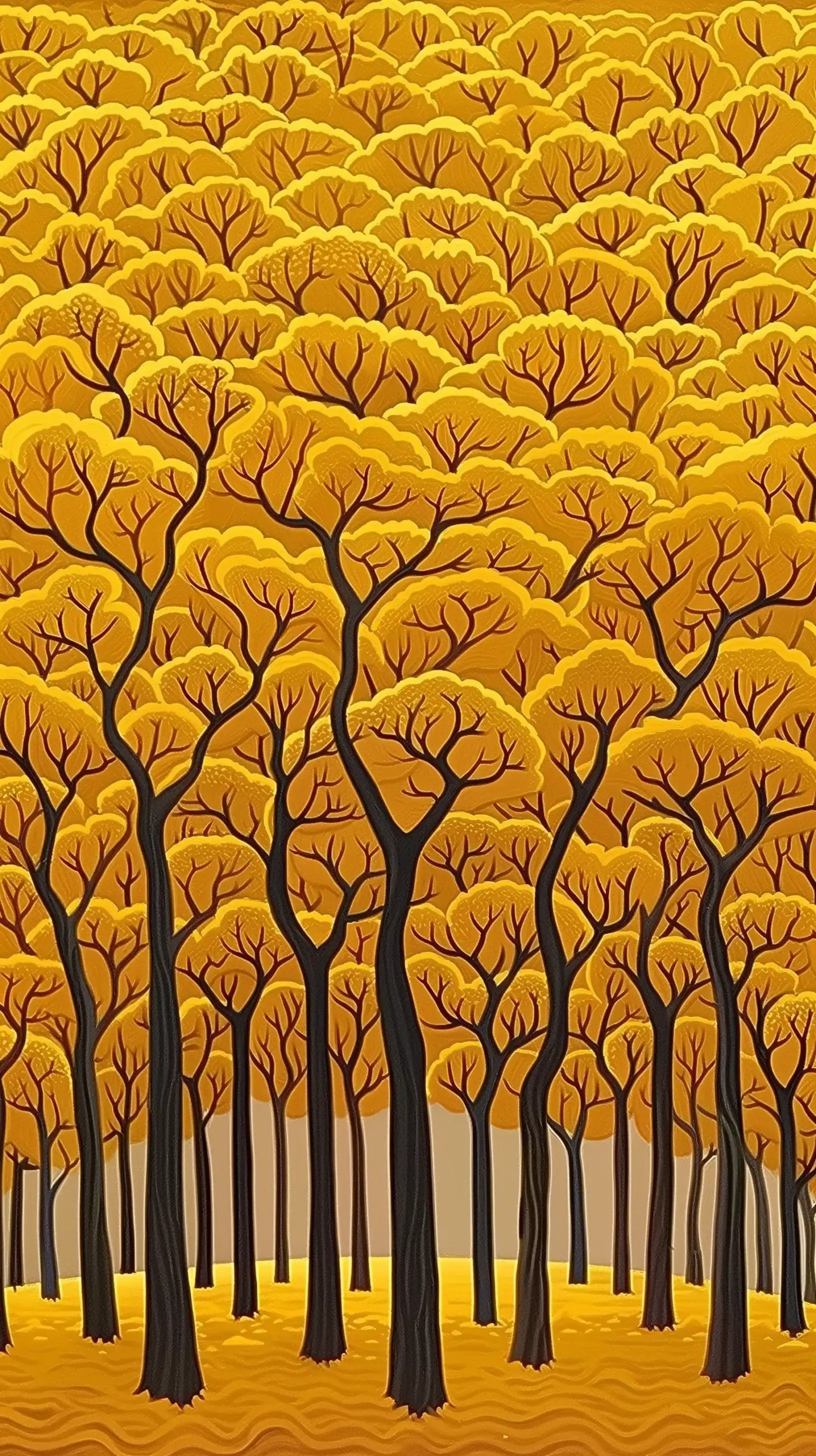 Golden Trees Romantic Vortexes Midjourney提示词
