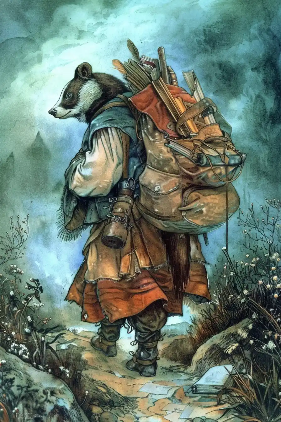 Backpack Badger Study Midjourney提示词