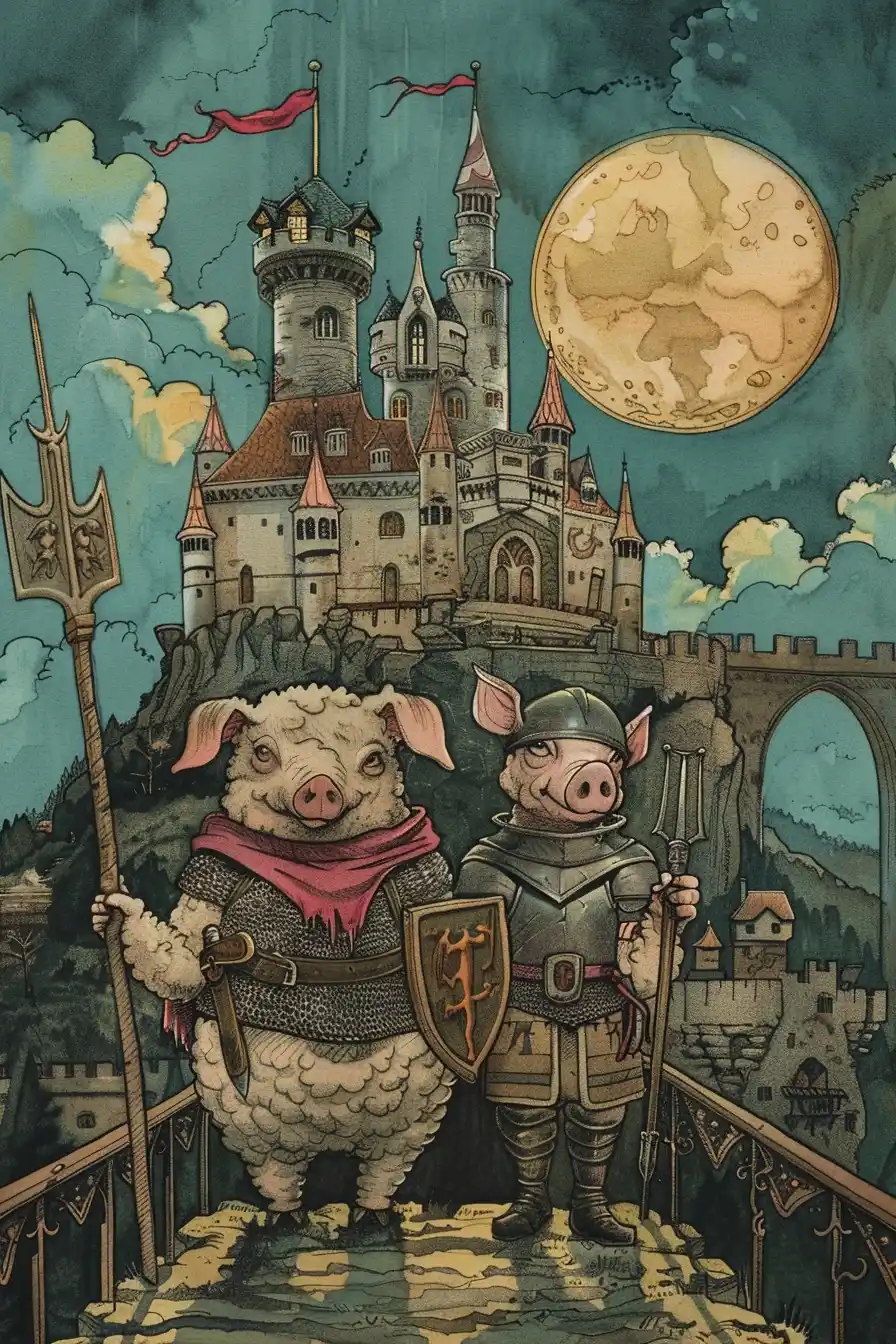 Illuminated Animal Knights Midjourney提示词