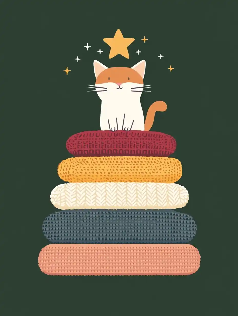 Knitted Plaids with Cat Midjourney提示词