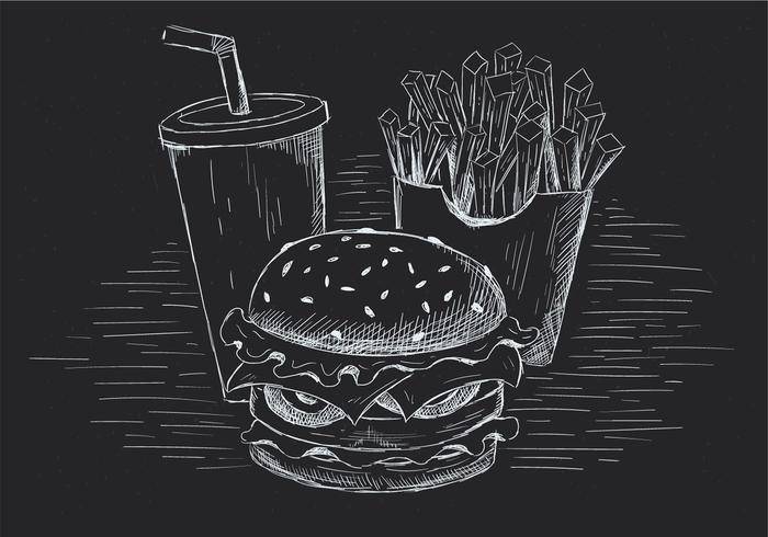 免费手绘矢量汉堡插画