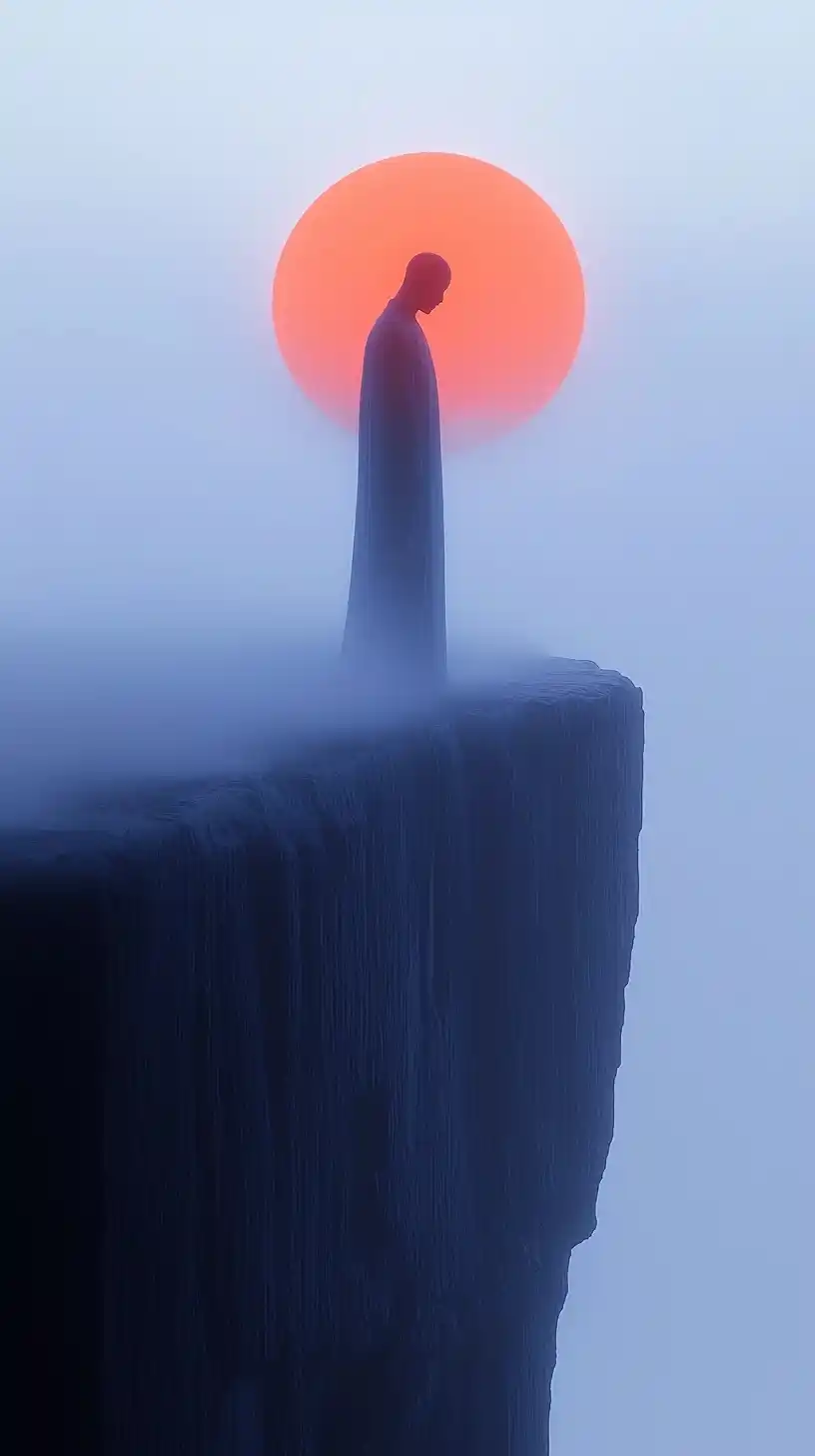 Silhouette in Sunset Landscape Midjourney提示词