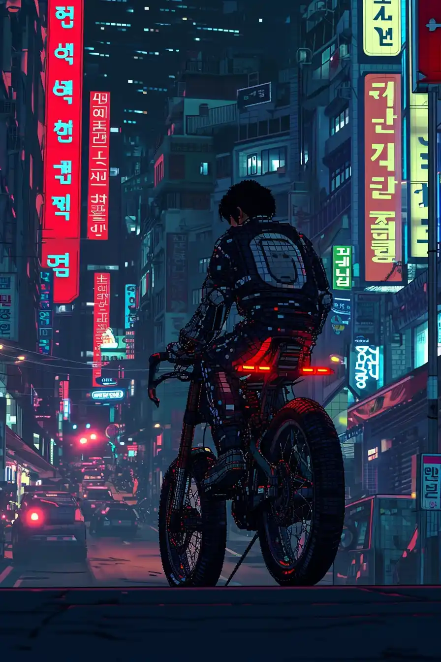 Pixelated Akira in Seoul Midjourney提示词