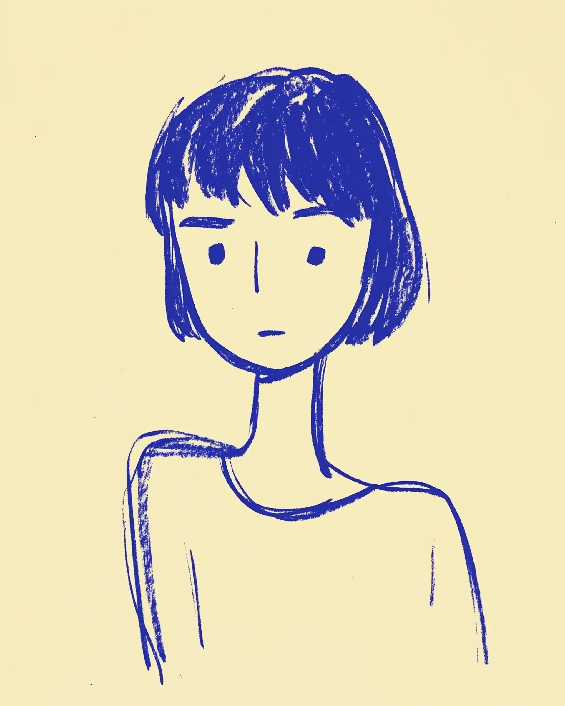 Minimalist Blue Ink Drawing Midjourney提示词