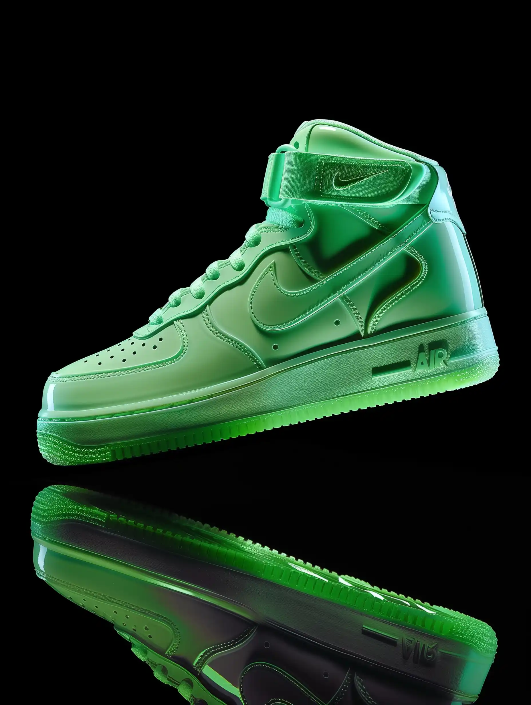 Hyperrealistic Green Air Force Sneaker Midjourney提示词