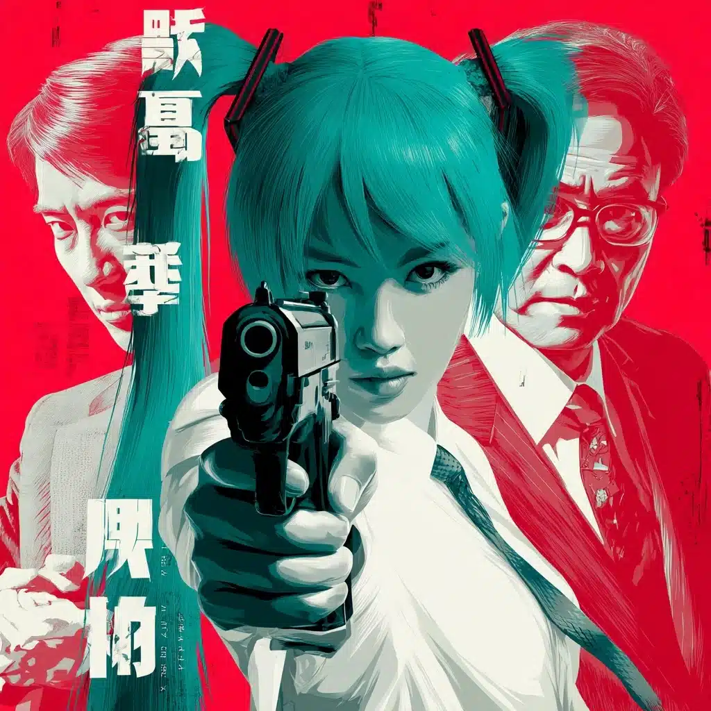 Hatsune Miku in Action Cinema Midjourney提示词