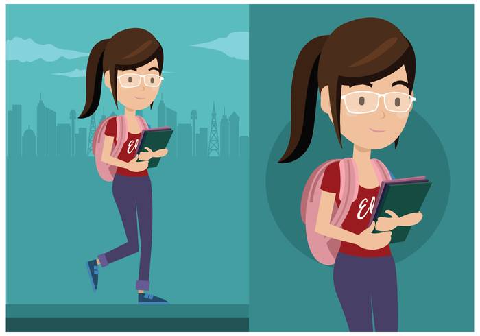 可爱的学生女人矢量