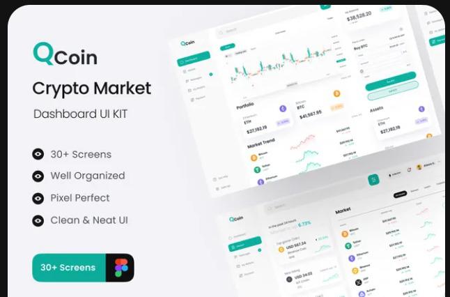 Qcoin - Crypto Market Dashboard UI KIT