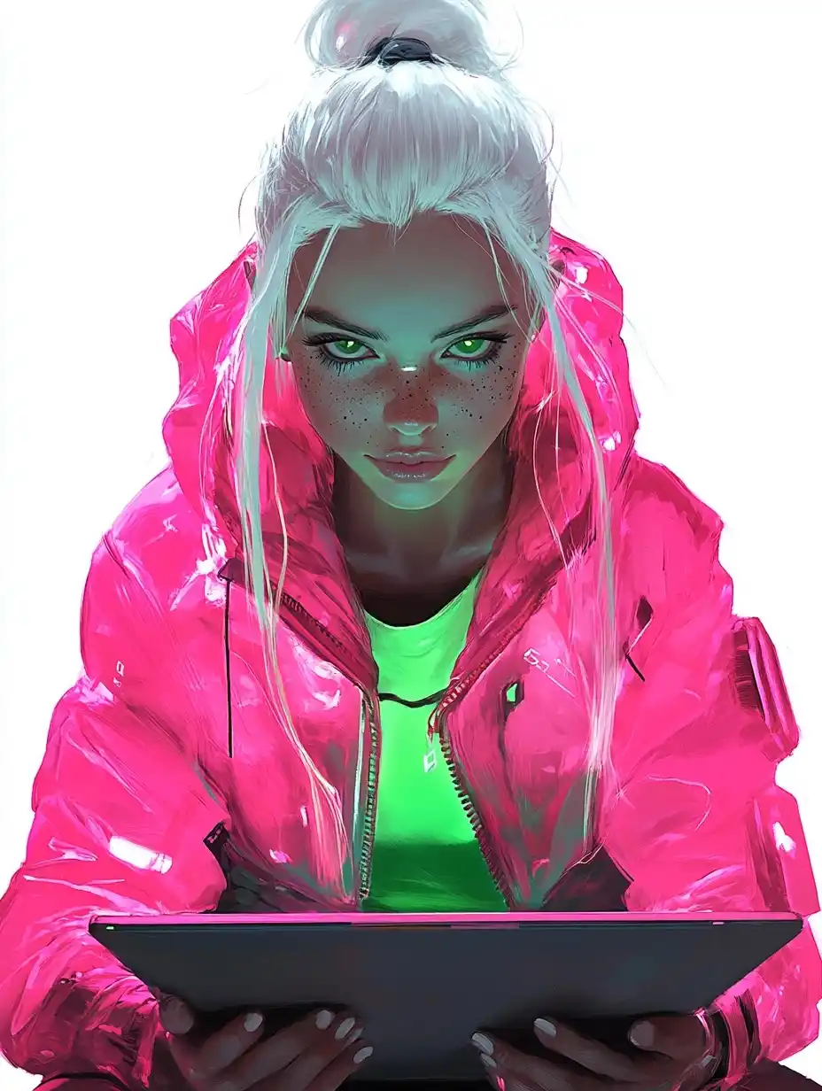 Futuristic Heroine in Neon Midjourney提示词
