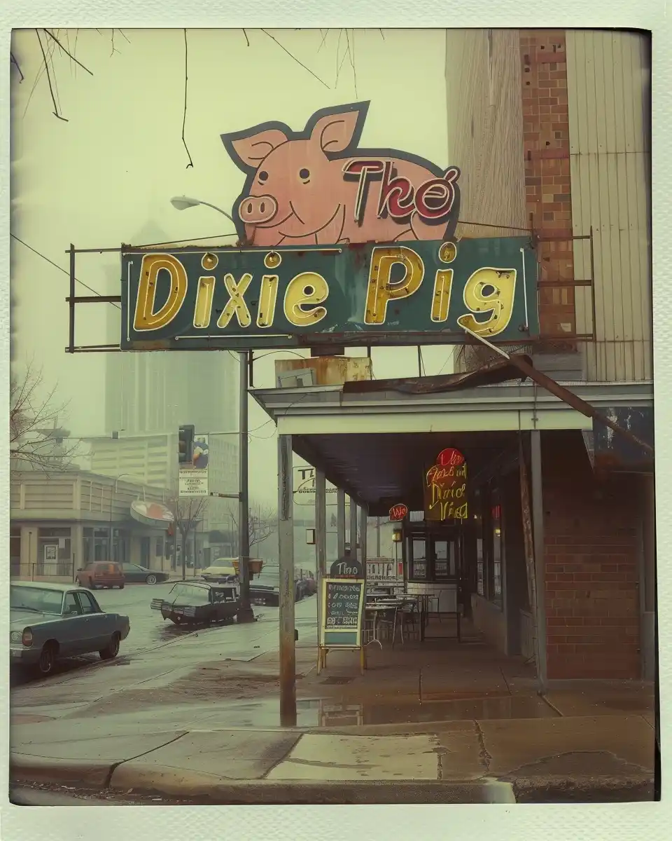 Vintage Dixie Pig Polaroid Midjourney提示词