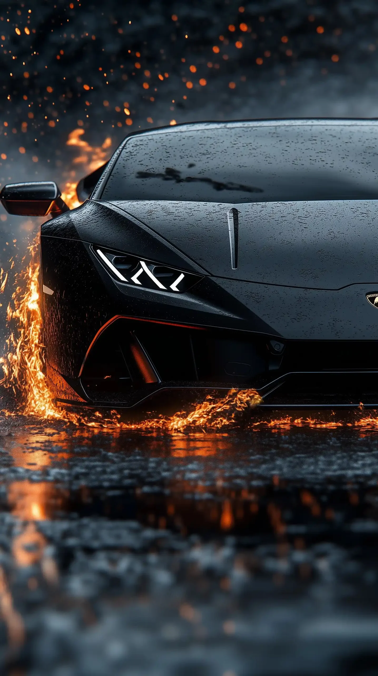 Lamborghini Huracn in Flames Midjourney提示词